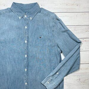 Vineyard Vines Long Sleeve Whale Shirt - Chambray Material - Medium